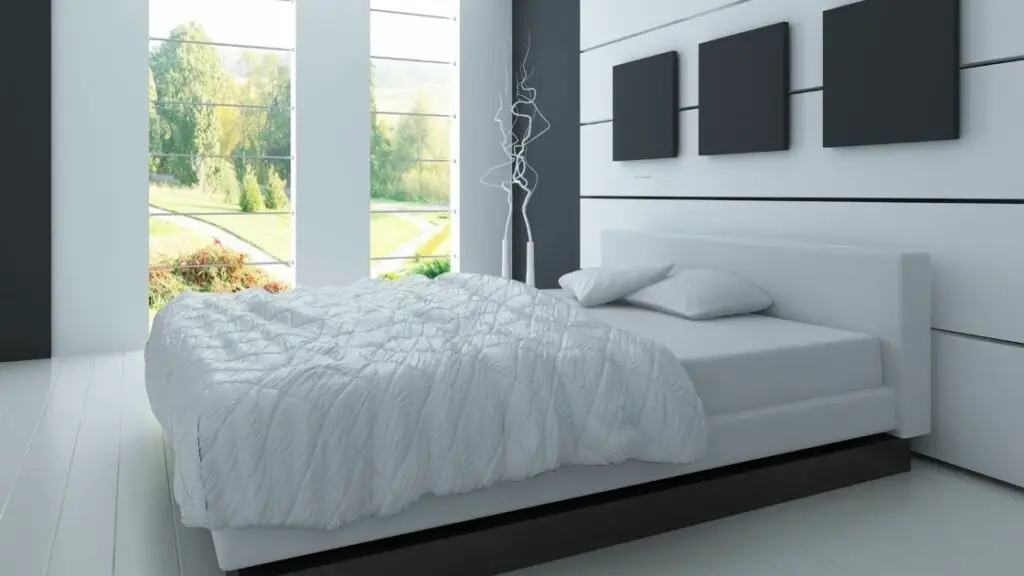 White Bedroom Wall Black Accent
