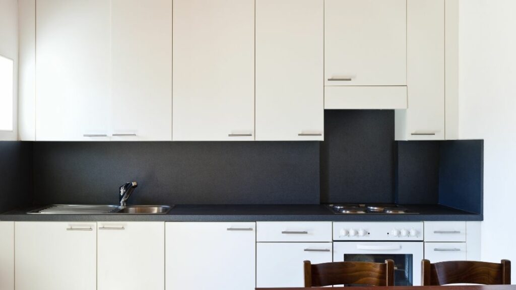 Black Kitchen Backsplash White Cabinets