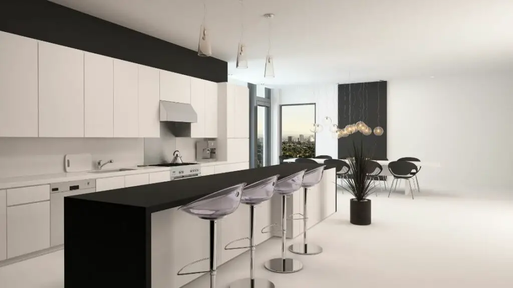 Black Kitchen With White Cabinets
