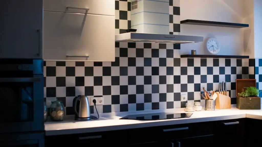 Black and White Tile Kitchen Backsplash