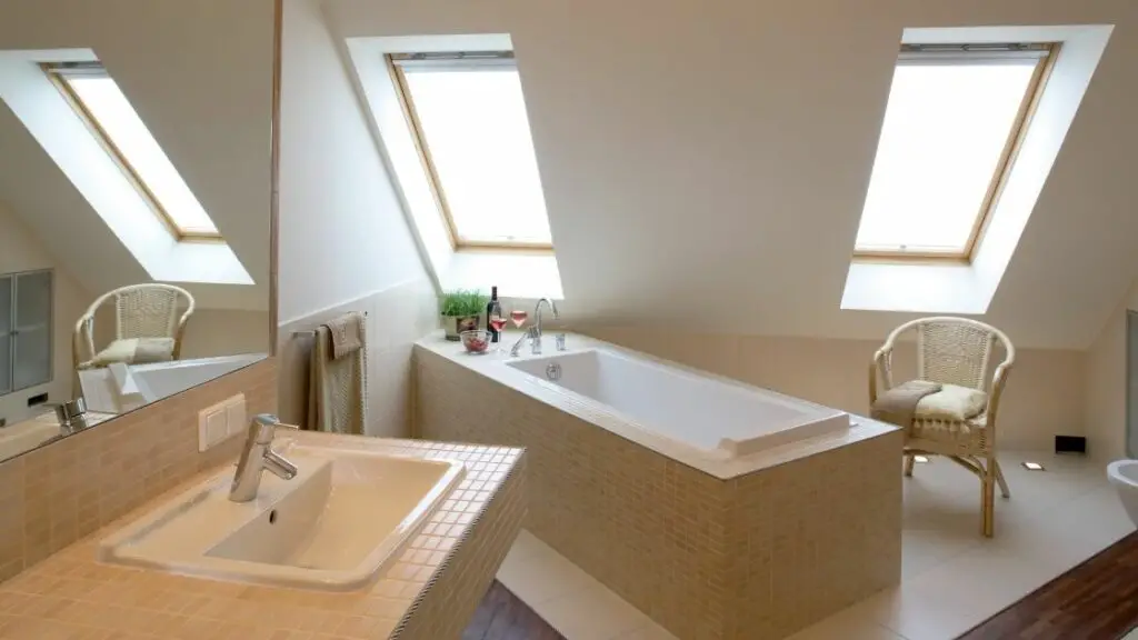 Luxury Attic Bathroom With Built In Tub