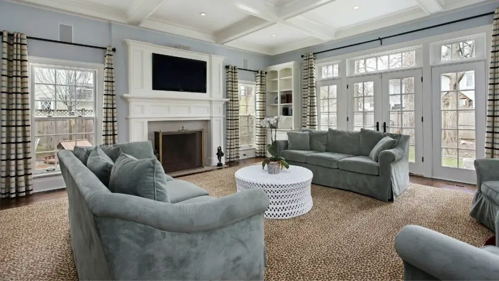 Luxury Living Room Velvet Sofa With Fireplace 1