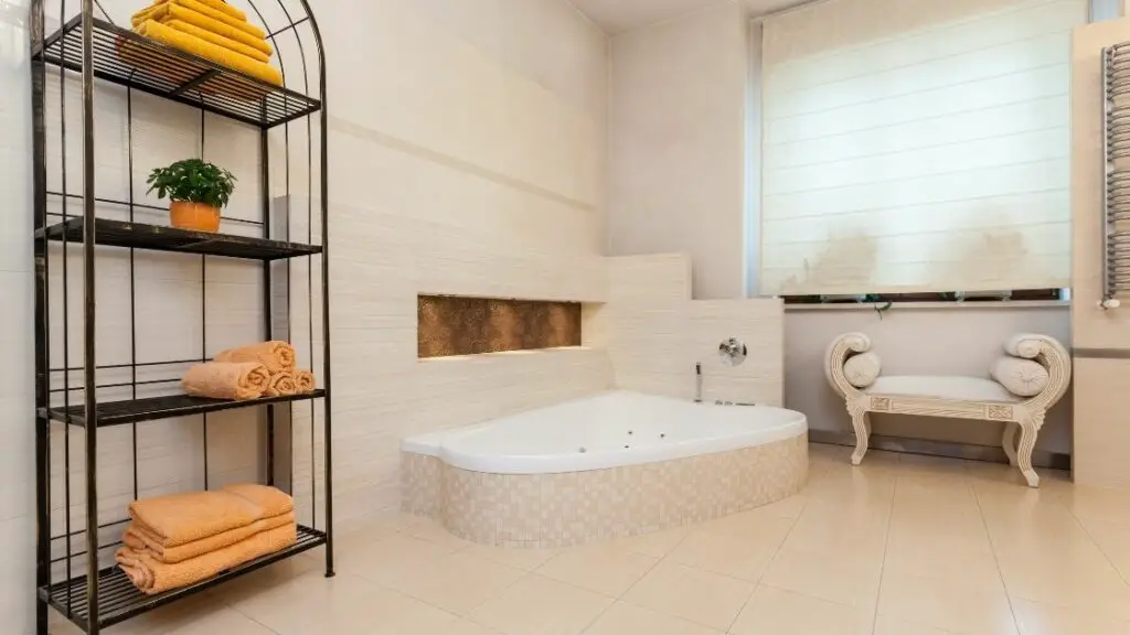 Luxury White Bathroom With Sunken Tub