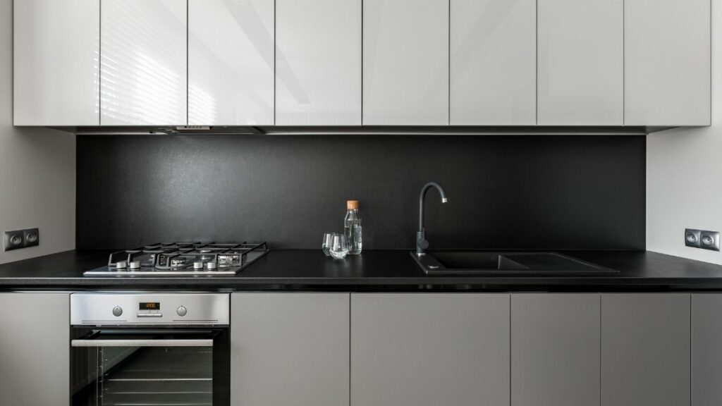 White Kitchen Black Countertops