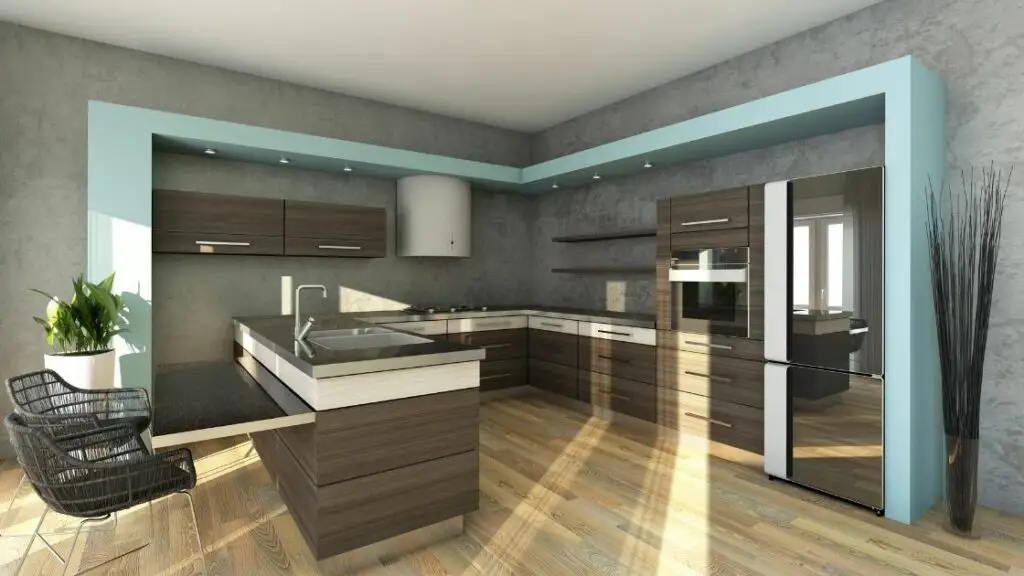 Blue And Gray Kitchen