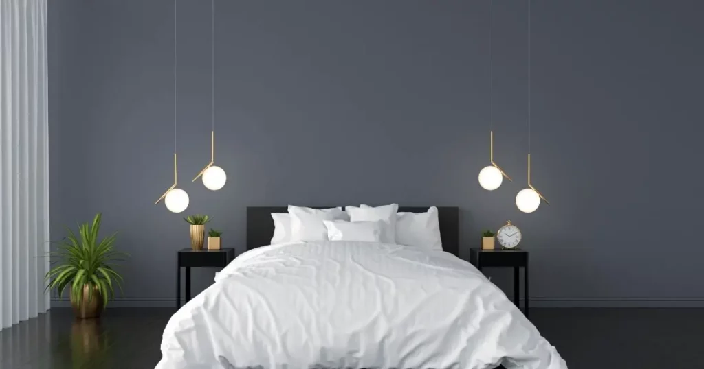 Black Bed with dark gray walls