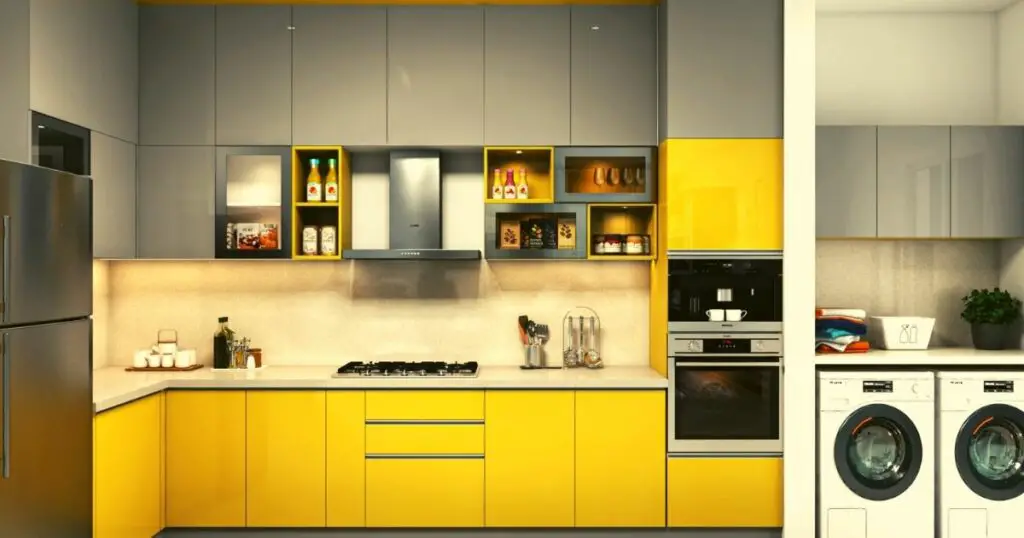 Gray and Yellow Kitchen Cabinets