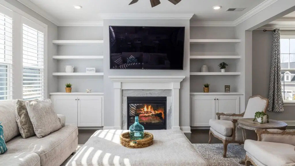 White Natural Stone Fireplace